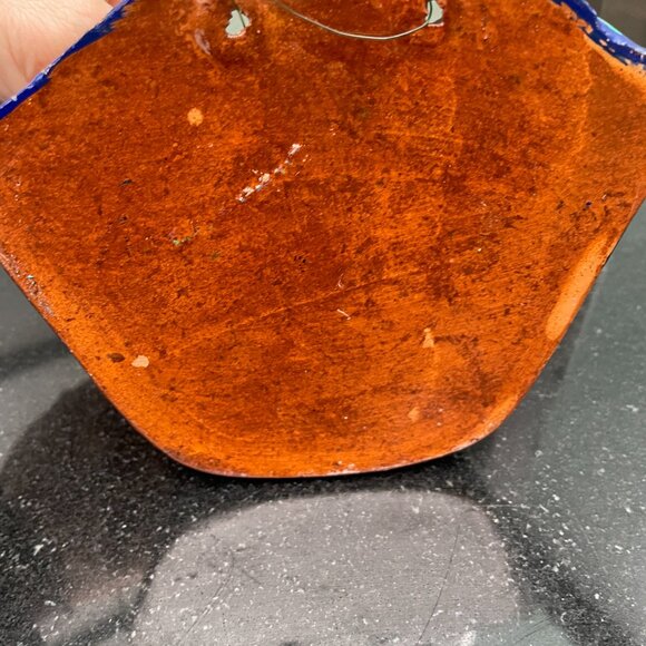 Handcrafted Talavera Mexican Pottery Wall Planter Blue Birds 5" Tall - Picture 6 of 6